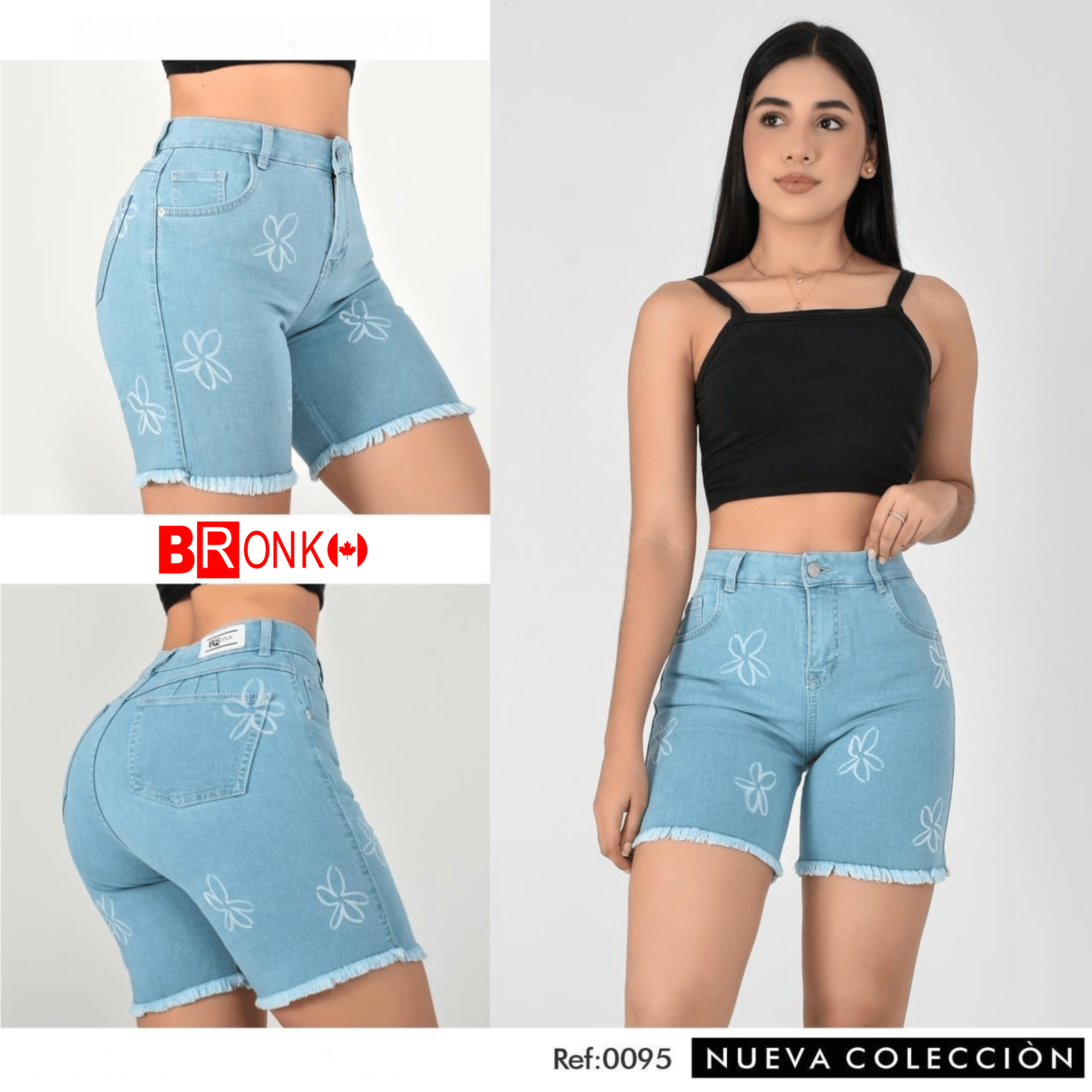 High-Waisted Stretch Denim Bermuda Shorts – REF: 0095